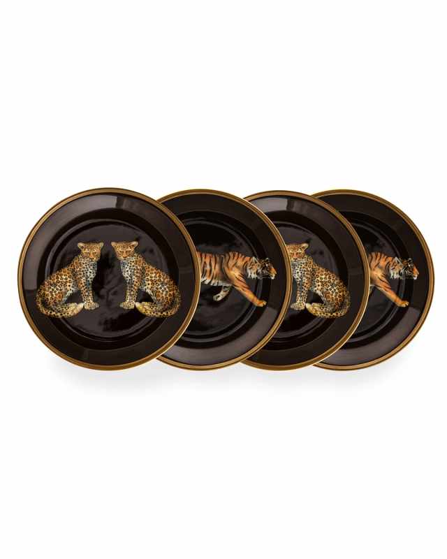 Twin Leopard & Tiger Coasters, Set of 4